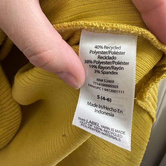 Time and Tru Mustard Yellow ribbed tunic Hoodie Sweatshirt - Picture 6 of 9